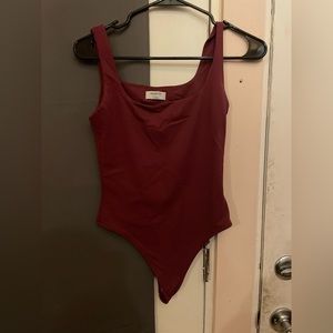 Maroon Aritzia bodysuit